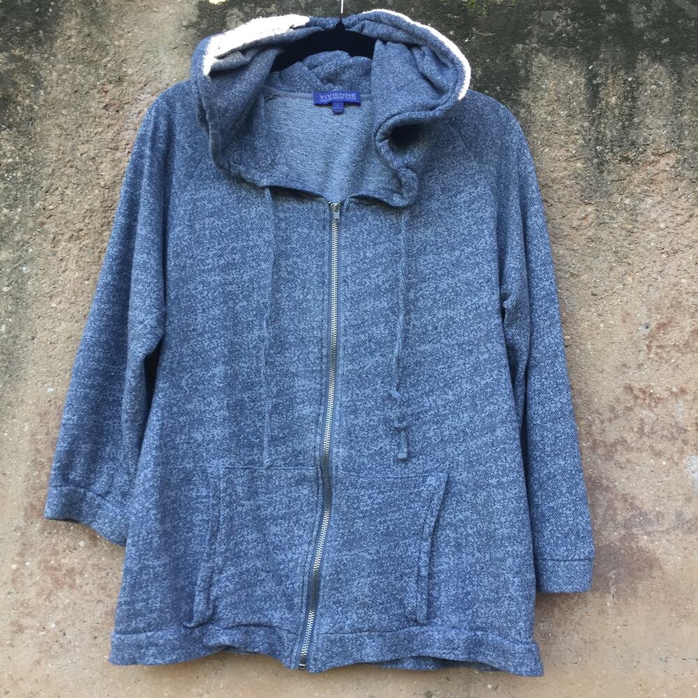 Vivienne Tam Heather Grey Crop Full Zip Hoodie L